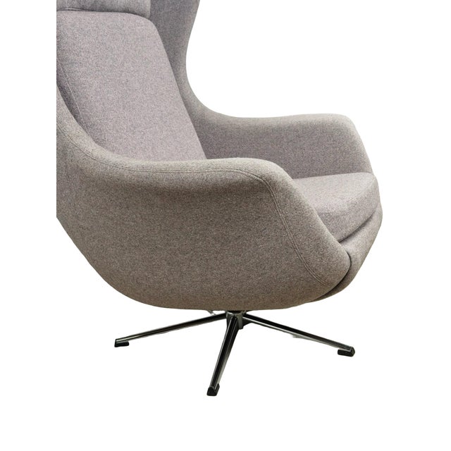 Modern Mid-Century Style High-Back Swivel Wing Lounge Chair For Sale In Philadelphia - Image 6 of 18