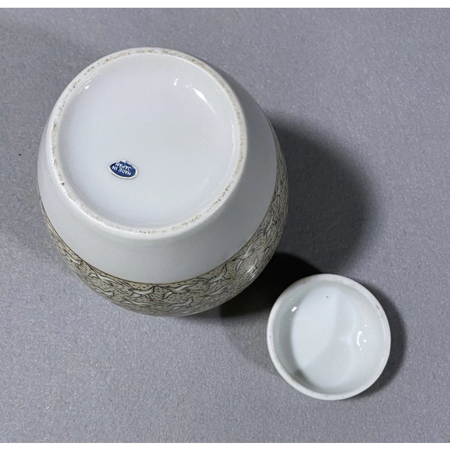 Japanese VTG Japanese Kutani Thousand Cranes 6” Tall Ginger Jar For Sale - Image 3 of 6