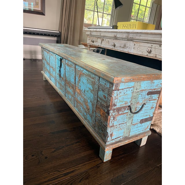 Wood Vintage Chest From India - Hd Buttercup For Sale - Image 7 of 8