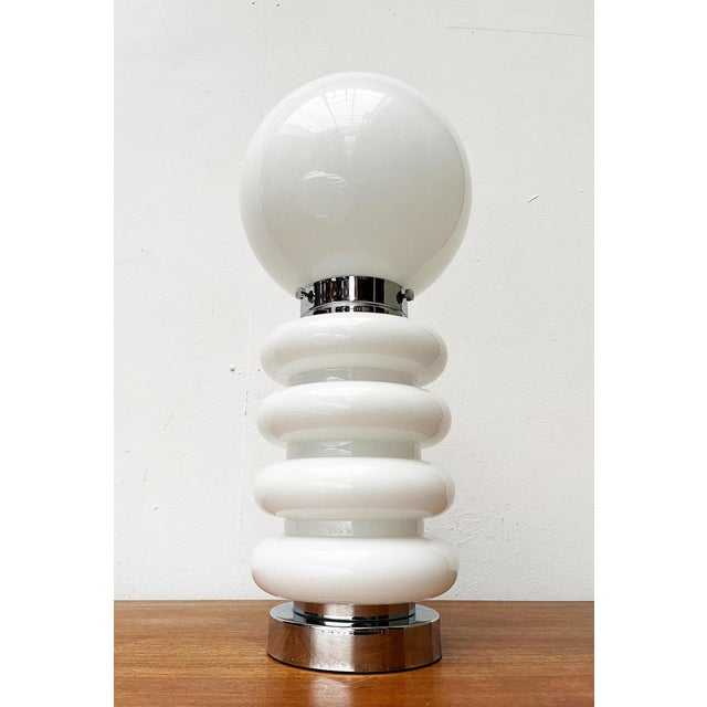 Silver Mid-Century Space Age Glass Table Lamp by Carlo Nason for JBS, 1960s For Sale - Image 8 of 18