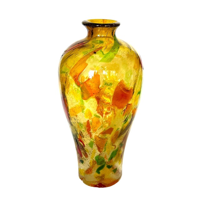 Mid 20th Century Tall Yellow Hand-Blown Glass Bottle in Murano Style For Sale - Image 4 of 17