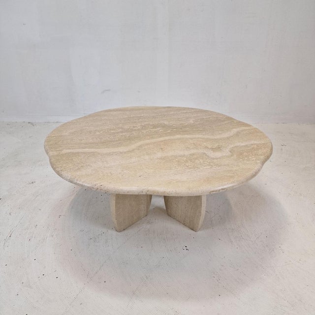 Italian Travertine Coffee Table, 1980s For Sale - Image 4 of 18