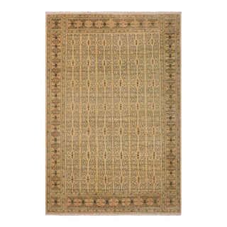 Shabby Chic Ziegler Beige Brown Hand-Knotted Wool Rug - 9'1'' X 12'5'' For Sale