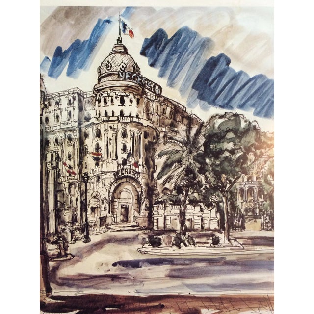 Original Art Poster of the Negresco Hotel in Nice, France by Ivanna Lemairtre For Sale - Image 4 of 5