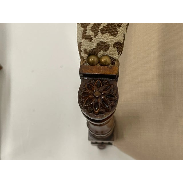 Carved Walnut Armchairs Upholstered in Linen & Leopard -A Pair For Sale In Philadelphia - Image 6 of 12