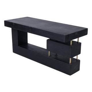 Burnt Oak with Brass Side Table by Logniture For Sale
