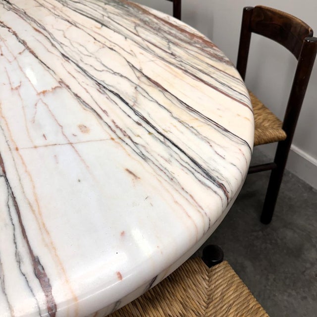 Large Italian Sculptural Stone Oval Arabescato Rosso Marble Dining Table, 1970s For Sale - Image 14 of 16