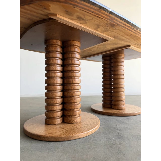 Wood Vintage Marble Top With Sculptural Oak Base For Sale - Image 7 of 12