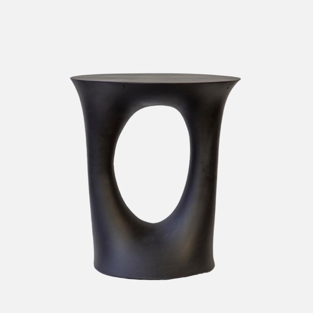 Souda Kreten Side Table, Painted Black, Short, by Souda, Modern, Organic, Concrete End Table For Sale - Image 4 of 5