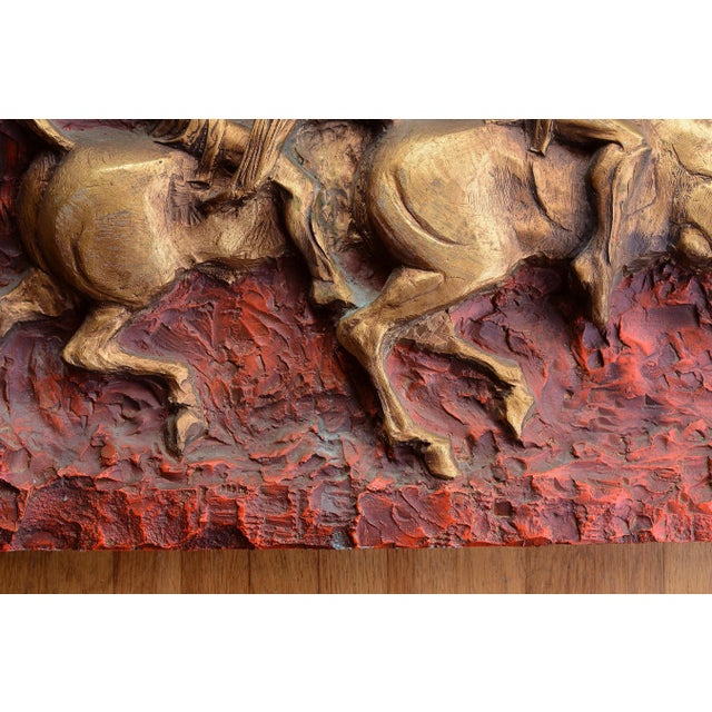 1960s 1960s Mid Century Finesse Originals J. Segura Roman Warriors and Horses Relief Wall Sculpture For Sale - Image 5 of 13