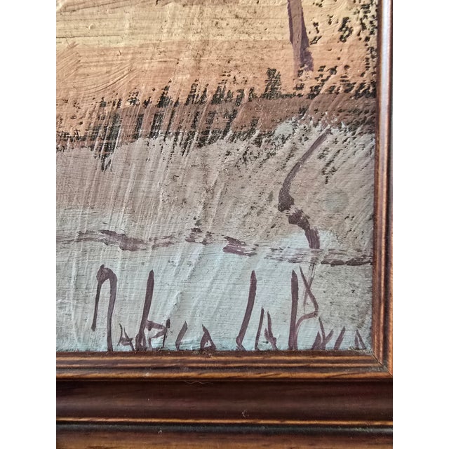 Vintage Original Impressionist Oil Painting Framed Signed Palette Knife Mediterranean Village Landscape For Sale - Image 4 of 9