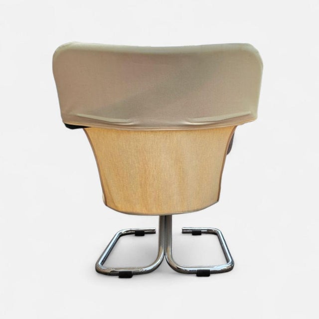 Tubular Chrome Cantilever Chairs with Cream Canvas Slings, Set of 2 For Sale - Image 9 of 11