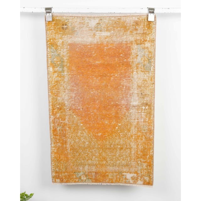 Orange 1970s Vintage Small Turkish Handmade Wool Cotton Orange 2x3 Rug For Sale - Image 8 of 8