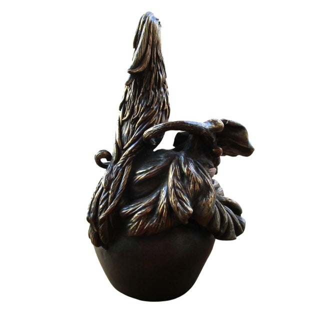 Intricate Bronze Pheasant Bird on Apple With Ladybug Antique Table Bell For Sale In Phoenix - Image 6 of 12