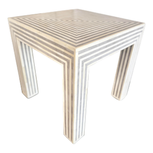 Modern Handmade Bone and Resin Striped Mod Side Table Malena Stripped Side Table by Made Goods