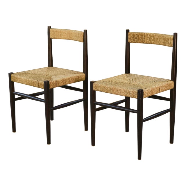 Chairs with Rush Seats, 1970, Set of 2 For Sale