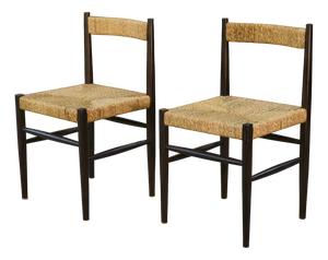 Chairs with Rush Seats, 1970, Set of 2