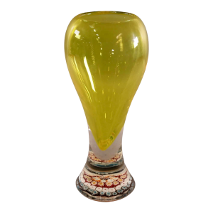 Flavio Poli Murano Glass Vase Millefiori Paperweight Base