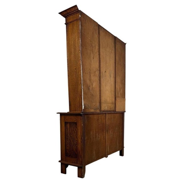 Early 20th Century English Art Nouveau Oak Dresser with Bevelled Mirror For Sale - Image 12 of 14