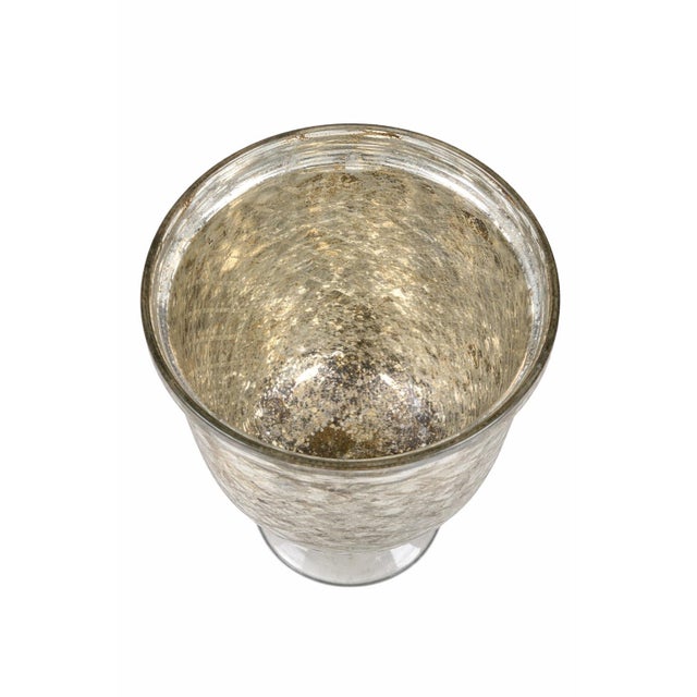 Late 20th Century Late 20th Century Large Etched Mercury Glass Urn Vase — Overscale Pedestal Form With Diamond Lattice | Designer Statement Accent For Sale - Image 5 of 6