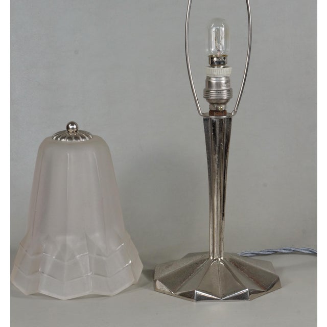 French Art Deco Table Lamp by Degue 1930 France For Sale - Image 11 of 13
