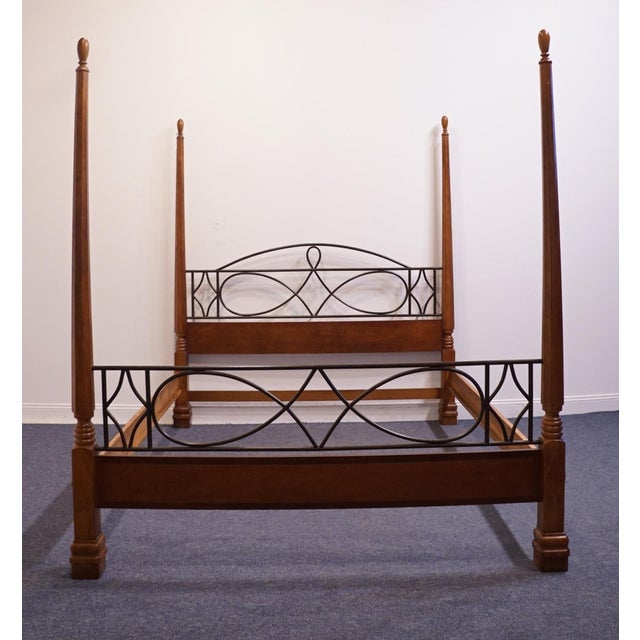 Universal Furniture Alexander Julian Home Colours Collection Cherry Early American Traditional King Size Four Poster Bed For Sale - Image 4 of 9