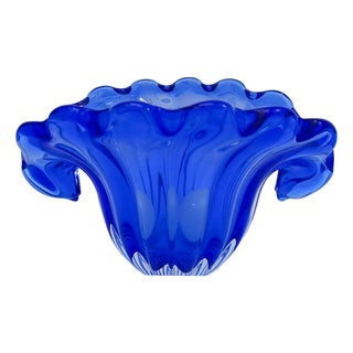 Shell with Blue Murano Glass Pearl, 1980s For Sale