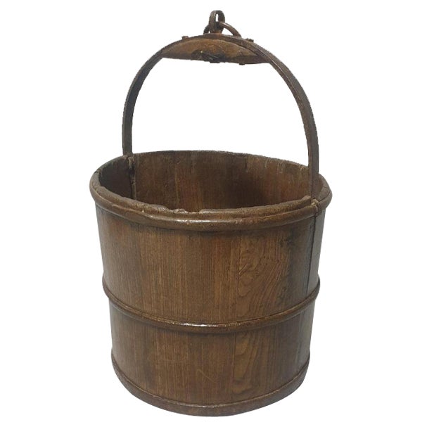 Oak and Iron Log Bin For Sale