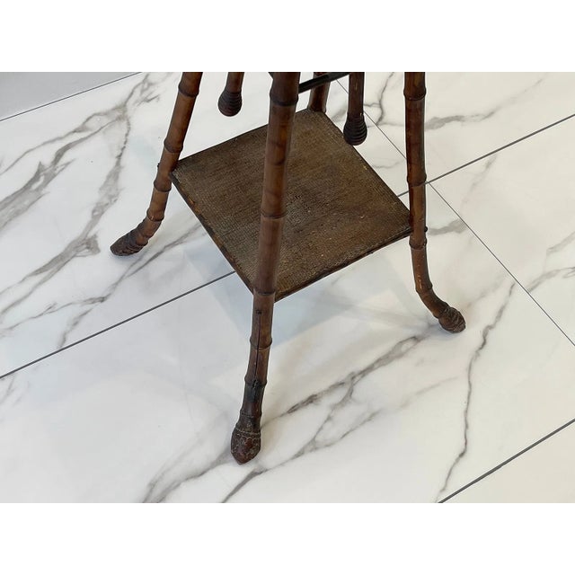 Brown Late 19th Century Rustic Victorian Bamboo Side End Accent Table With Shelf Signed Jd For Sale - Image 8 of 12