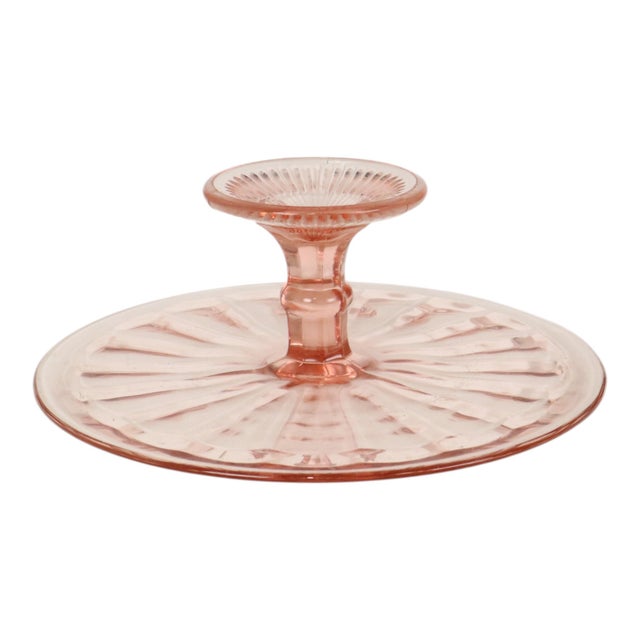 Pink Art Deco Cake Platter in Rosaline Glass, 1930s For Sale - Image 11 of 12