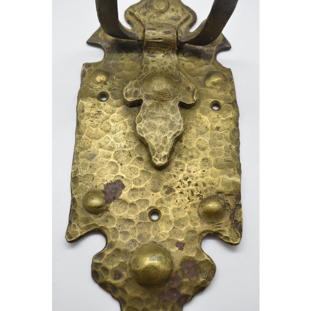 Spanish Revival 1930s Spanish Revival Hammered Brass Door Knocker For Sale - Image 3 of 5