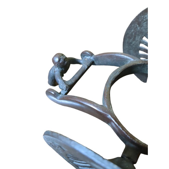 Vintage Japanese Cast Iron Planter on Wheeled Cart For Sale - Image 9 of 10