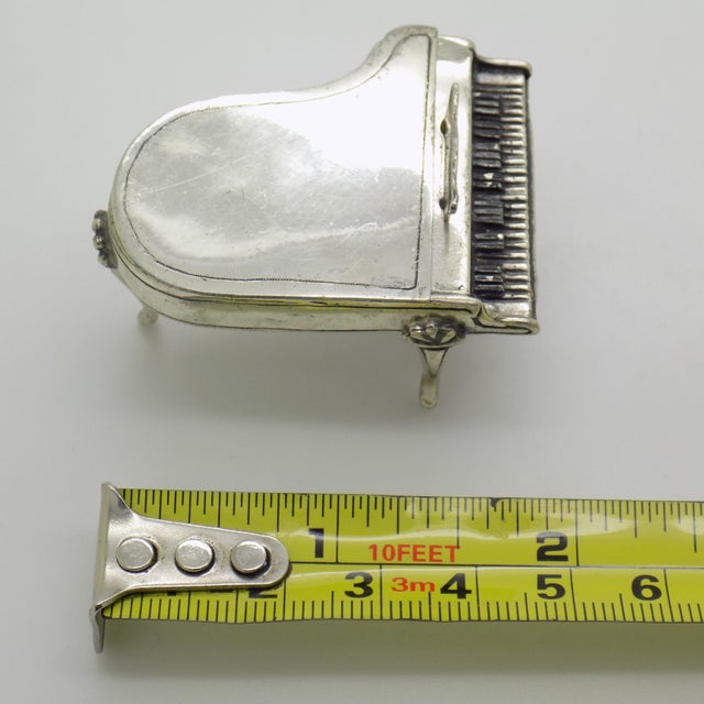 Vintage Italian Handmade Genuine Sterling Silver 925 Piano Instrument Figurine / Pill Snuff Trinket Box For Sale - Image 14 of 14