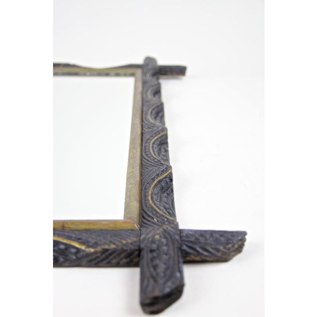 Hand-Carved Wooden Wall Mirror with Golden Bars, Austria, 1901 For Sale - Image 11 of 16