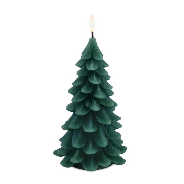 Kenneth Ludwig Chicago LED Pine Tree Candle (Set of 2) For Sale - Image 4 of 5