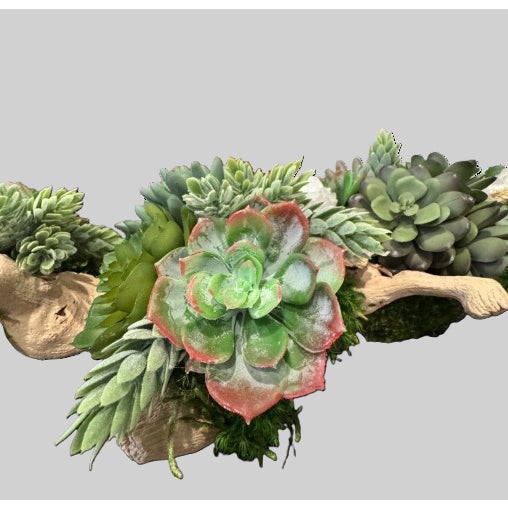 Green Custom One-of-a-Kind Succulent & Geode Arrangement on Grapevine Branch 24" W X 7" D X 6" H For Sale - Image 8 of 9
