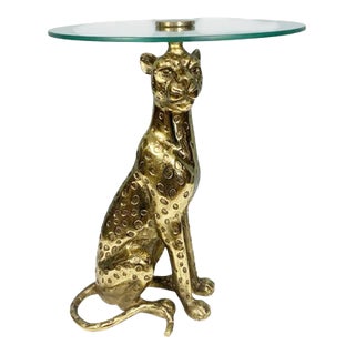 Hollywood Regency Leopard Side Table in Bronze For Sale