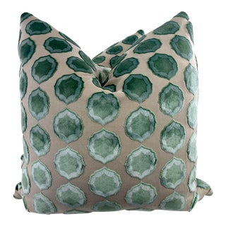 Manuel Canovas "Tiana Velvet" in Turquoise 22" Pillows-A Pair For Sale
