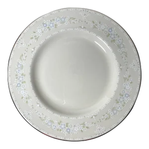 1990s Pickard Fine China Serenity Salad Plate - Blue & White Flowers, Moss Green Leaves