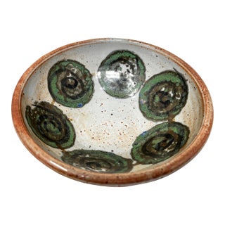 Vintage Handmade Glazed Ceramic Studio Pottery Stoneware Bowl For Sale