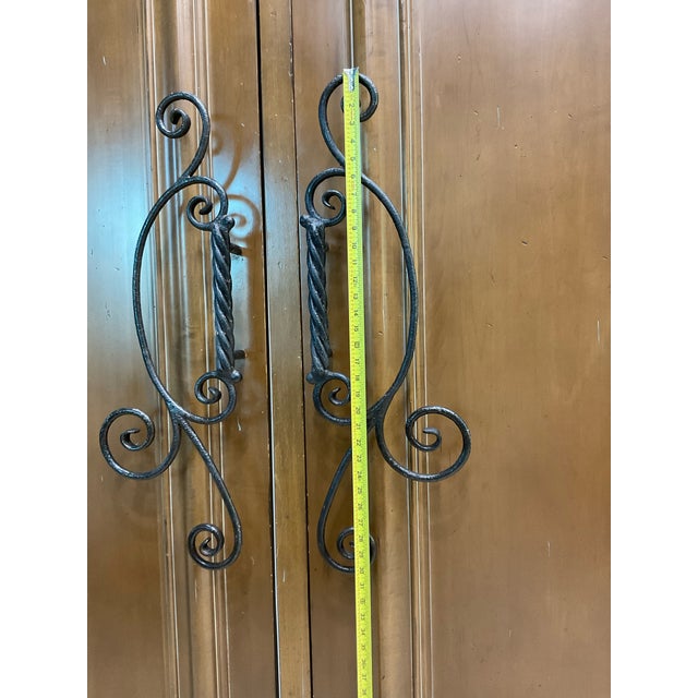 Black Custom Hand-Forged Wrought Iron Door Pulls For Sale - Image 8 of 10