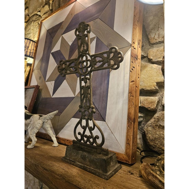 Gothic Vintage Cast-Iron Decorative Cross For Sale - Image 3 of 14