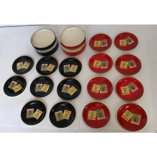 American Vintage Made in Japan Alcohol Proof Coasters Red/Black 16 Barware For Sale - Image 3 of 11