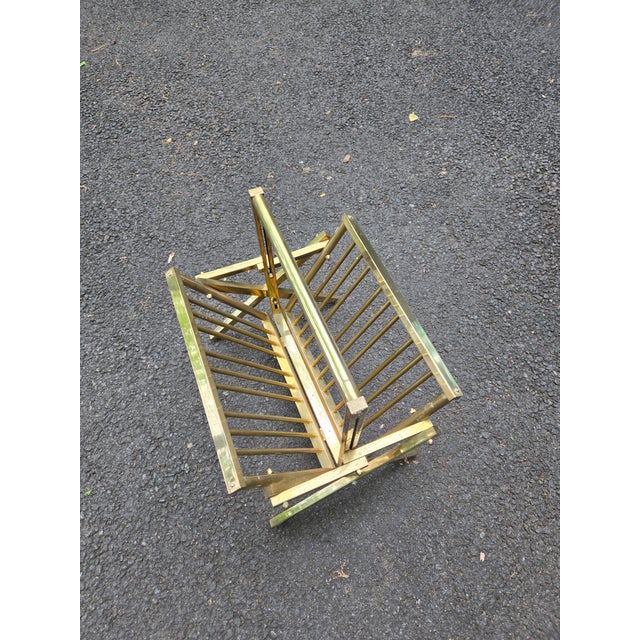 1970s 1970s Elegant Hollywood Regency Brass Magazine Rack For Sale - Image 5 of 8