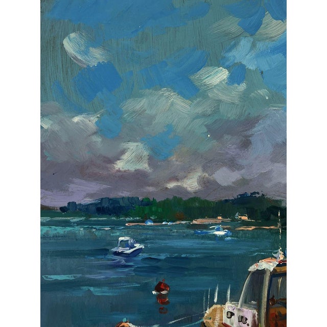 2020s Oil Painting Old Wooden Pier Leading Into the Sea Yuriy Suprunchuk For Sale - Image 5 of 9