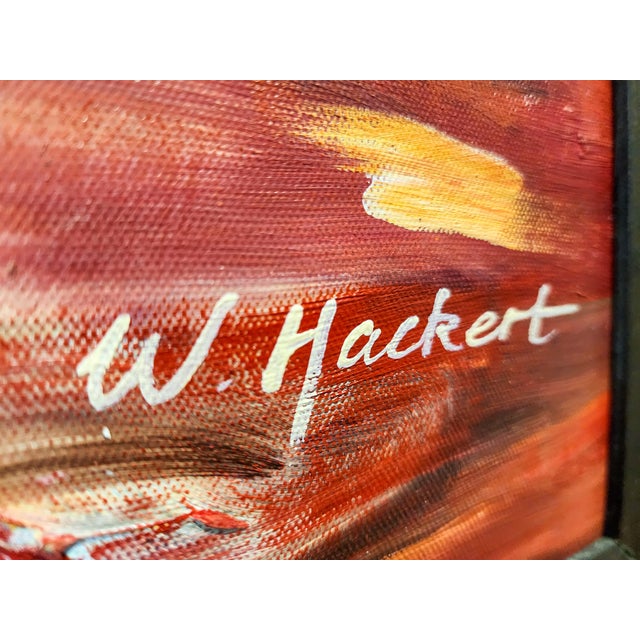 Red Large Signed Contemporary Figurative Acrylic Painting in Ornate Wood Frame For Sale - Image 8 of 14