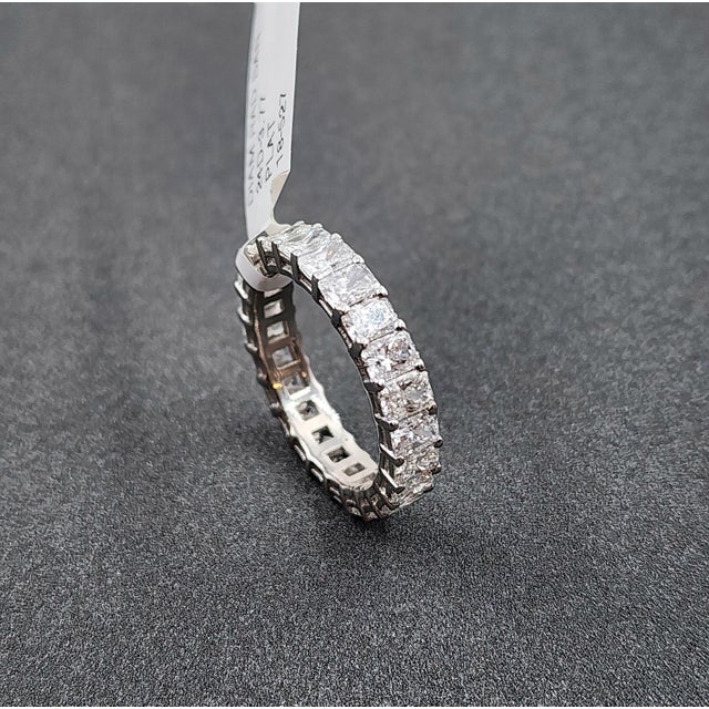 Early 21st Century 3.77 Ct Platinum Radiant Eternity Band Size 6.5 For Sale - Image 5 of 9