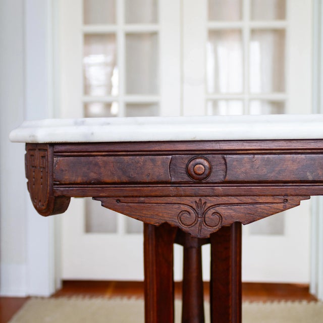 Auburn 19th C. Victorian East Lake Stone Top Plant Stand or Side Table For Sale - Image 8 of 12