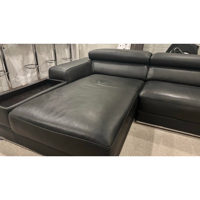 2010s Modern Black Leather Sectional For Sale - Image 5 of 10