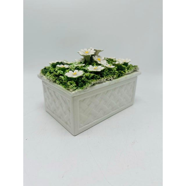 Vintage Italian Ceramic Box With Flowers For Sale - Image 4 of 9